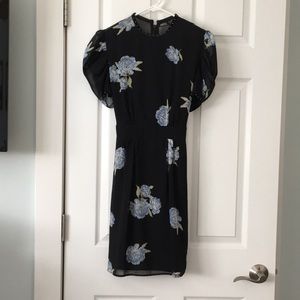 Top shop black short dress with puff sleeves